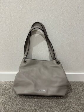 MICHAEL KORS Pebbled Leather Shoulder Bag in Gray